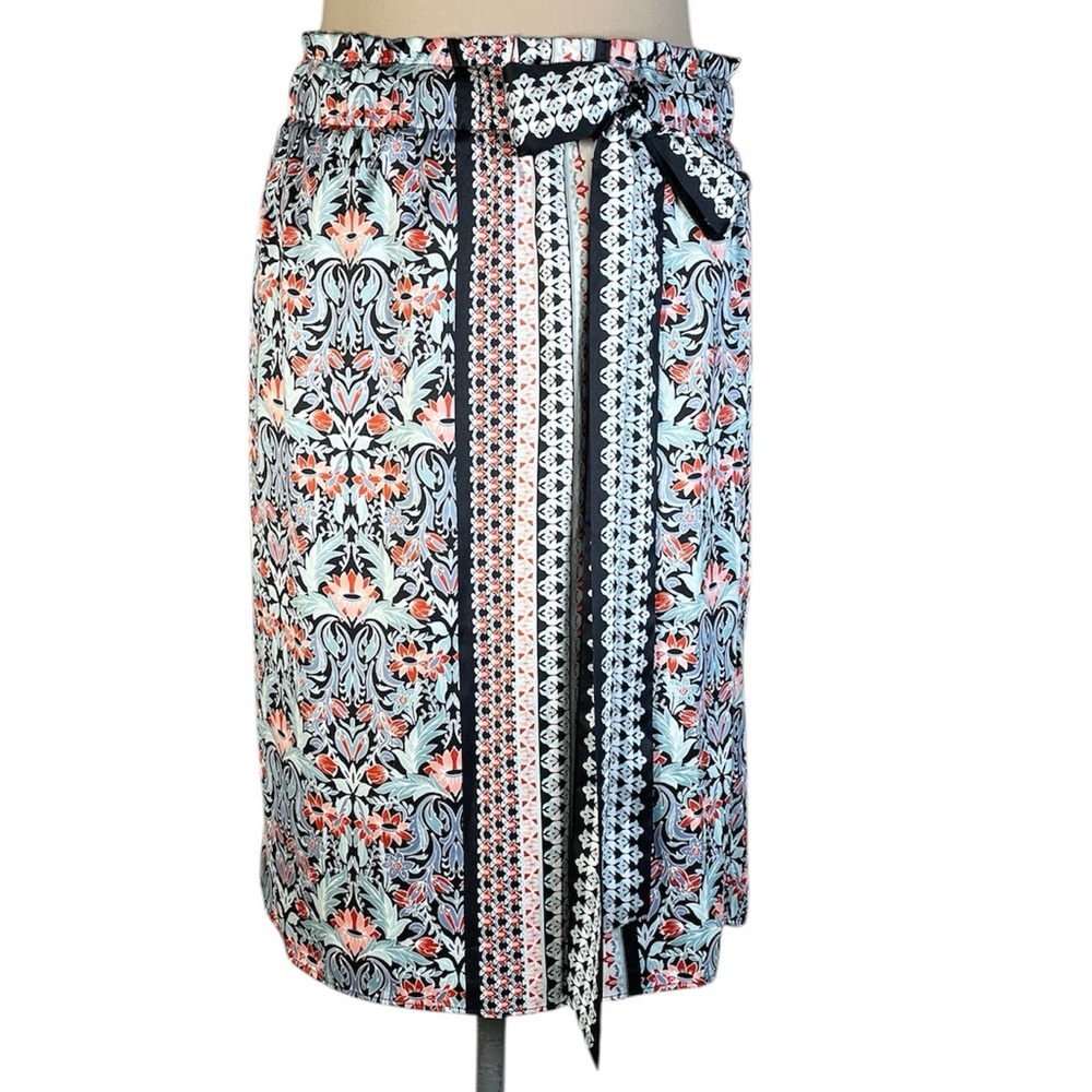 LOFT Floral Faux Wrap Skirt Blue, Pink, Mint Green Patterned, Size Small - Picture 1 of 6